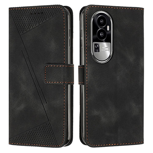 Leather Case Stands Flip Cover Holder Y07X for Oppo Reno10 Pro+ Plus 5G Black