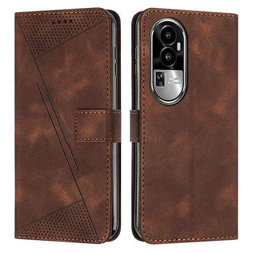 Leather Case Stands Flip Cover Holder Y07X for Oppo Reno10 Pro+ Plus 5G Brown