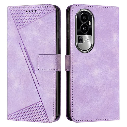 Leather Case Stands Flip Cover Holder Y07X for Oppo Reno10 Pro+ Plus 5G Purple