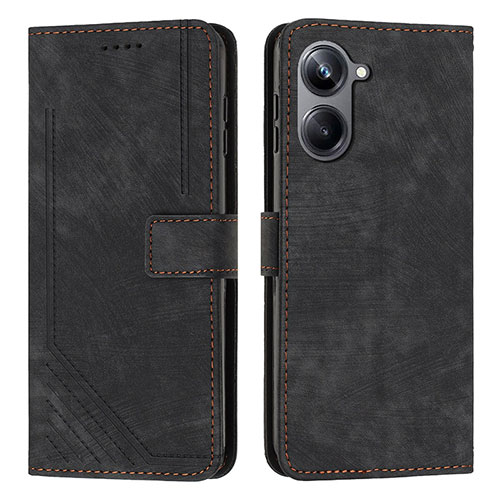 Leather Case Stands Flip Cover Holder Y07X for Realme 10 Pro 5G Black