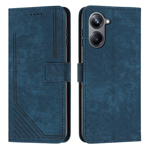 Leather Case Stands Flip Cover Holder Y07X for Realme 10 Pro 5G Blue