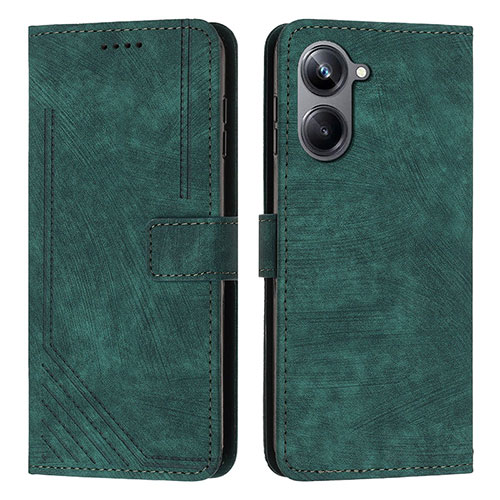 Leather Case Stands Flip Cover Holder Y07X for Realme 10 Pro 5G Green