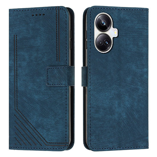 Leather Case Stands Flip Cover Holder Y07X for Realme 10 Pro+ Plus 5G Blue