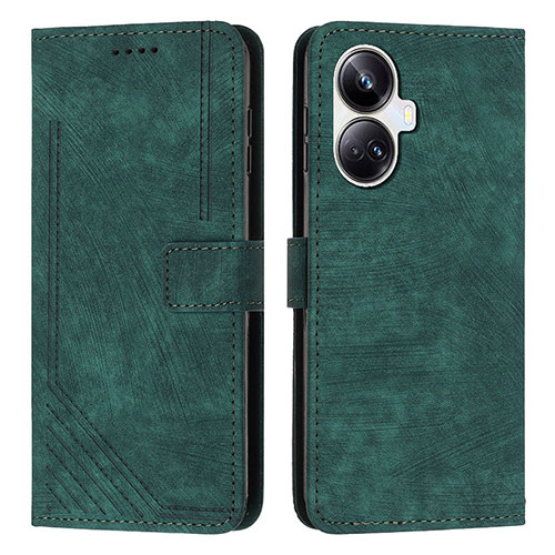 Leather Case Stands Flip Cover Holder Y07X for Realme 10 Pro+ Plus 5G Green