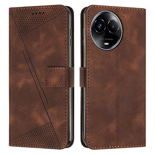 Leather Case Stands Flip Cover Holder Y07X for Realme 11 5G Brown