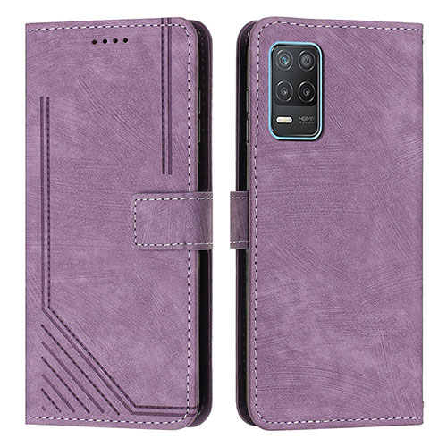 Leather Case Stands Flip Cover Holder Y07X for Realme 8 5G Purple