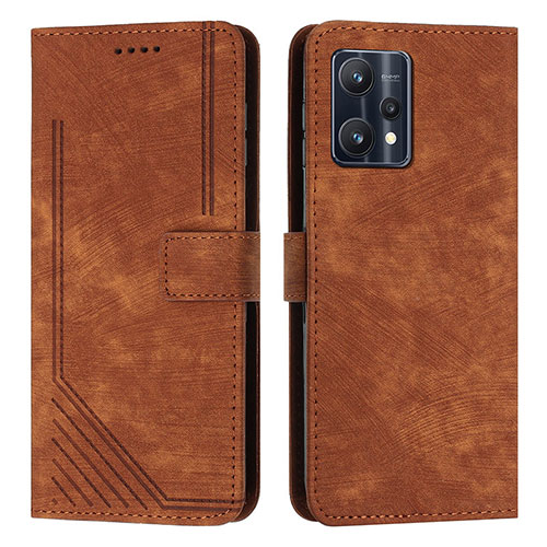 Leather Case Stands Flip Cover Holder Y07X for Realme 9 4G Brown