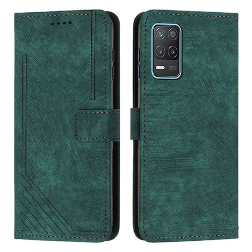 Leather Case Stands Flip Cover Holder Y07X for Realme 9 5G India Green