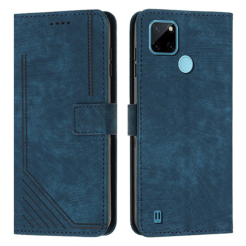 Leather Case Stands Flip Cover Holder Y07X for Realme C21Y Blue