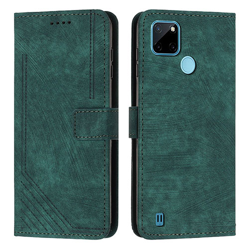 Leather Case Stands Flip Cover Holder Y07X for Realme C21Y Green