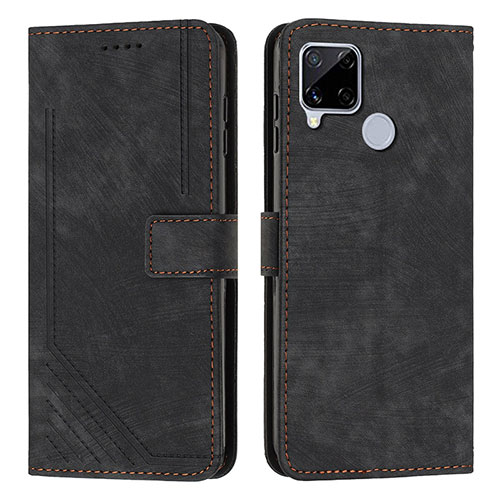 Leather Case Stands Flip Cover Holder Y07X for Realme C25 Black