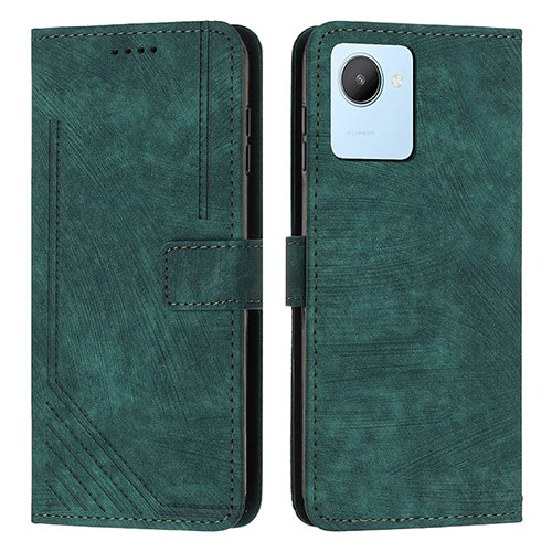 Leather Case Stands Flip Cover Holder Y07X for Realme C30 Green