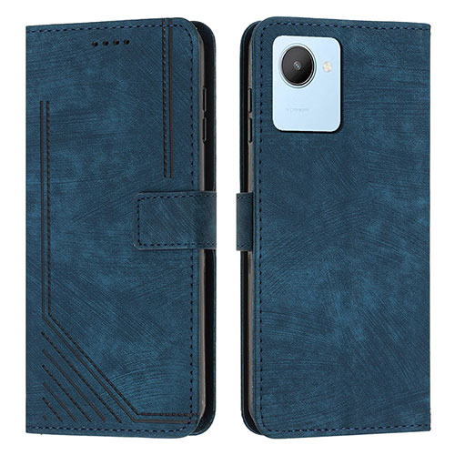 Leather Case Stands Flip Cover Holder Y07X for Realme C30s Blue