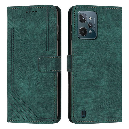 Leather Case Stands Flip Cover Holder Y07X for Realme C31 Green