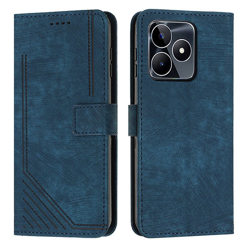 Leather Case Stands Flip Cover Holder Y07X for Realme C51 Blue