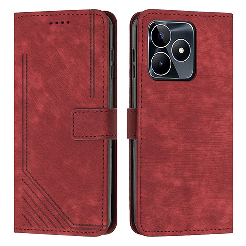 Leather Case Stands Flip Cover Holder Y07X for Realme C51 Red