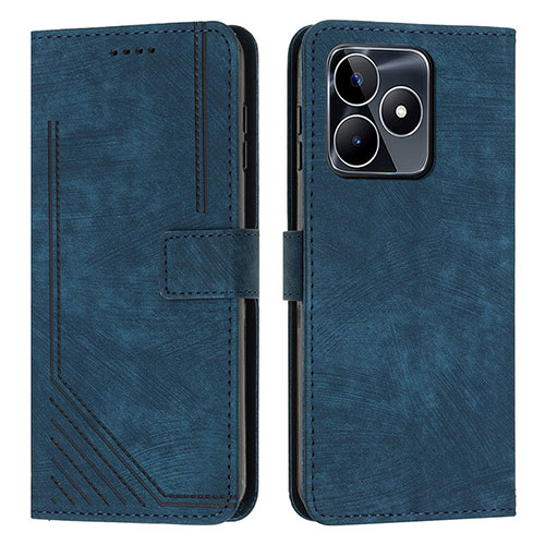 Leather Case Stands Flip Cover Holder Y07X for Realme C53 India Blue