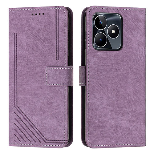 Leather Case Stands Flip Cover Holder Y07X for Realme C53 India Purple