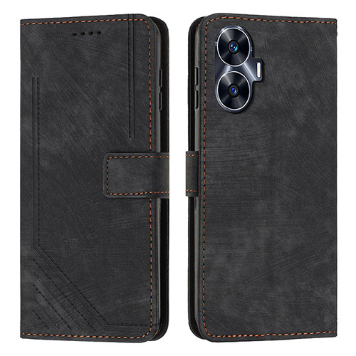 Leather Case Stands Flip Cover Holder Y07X for Realme Narzo N55 Black