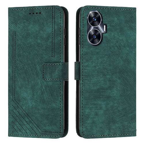 Leather Case Stands Flip Cover Holder Y07X for Realme Narzo N55 Green