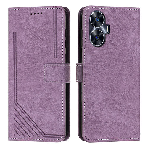 Leather Case Stands Flip Cover Holder Y07X for Realme Narzo N55 Purple