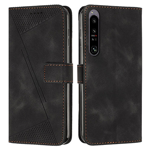 Leather Case Stands Flip Cover Holder Y07X for Sony Xperia 1 IV Black