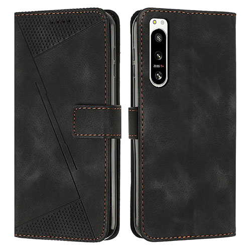 Leather Case Stands Flip Cover Holder Y07X for Sony Xperia 5 IV Black