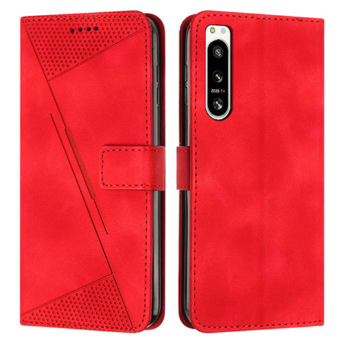 Leather Case Stands Flip Cover Holder Y07X for Sony Xperia 5 IV Red