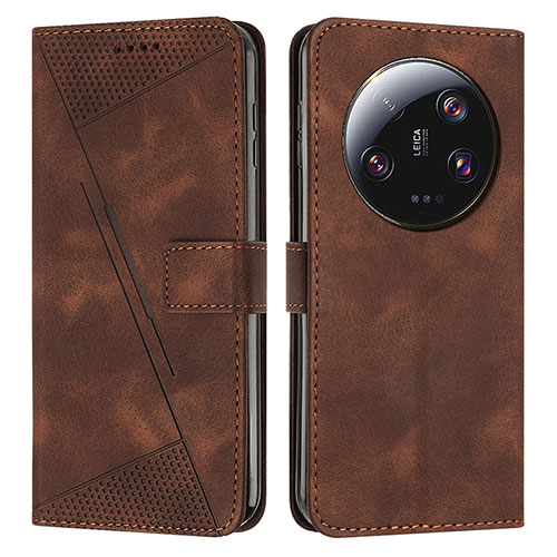 Leather Case Stands Flip Cover Holder Y07X for Xiaomi Mi 13 Ultra 5G Brown