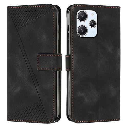 Leather Case Stands Flip Cover Holder Y07X for Xiaomi Redmi 12 4G Black