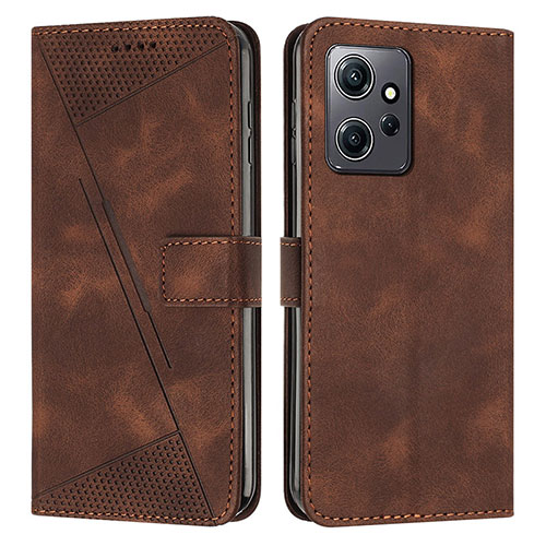 Leather Case Stands Flip Cover Holder Y07X for Xiaomi Redmi Note 12 4G Brown