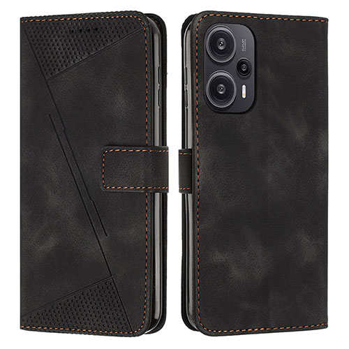 Leather Case Stands Flip Cover Holder Y07X for Xiaomi Redmi Note 12 Turbo 5G Black