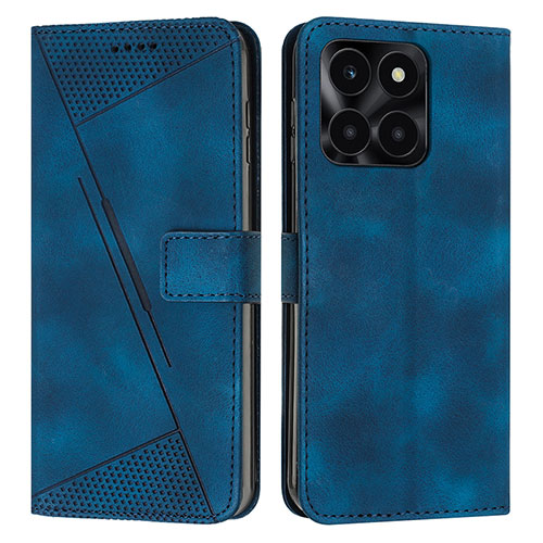 Leather Case Stands Flip Cover Holder Y08X for Huawei Honor X6a Blue