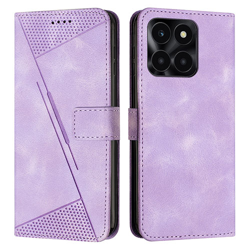 Leather Case Stands Flip Cover Holder Y08X for Huawei Honor X6a Purple