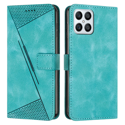 Leather Case Stands Flip Cover Holder Y08X for Huawei Honor X8 4G Green