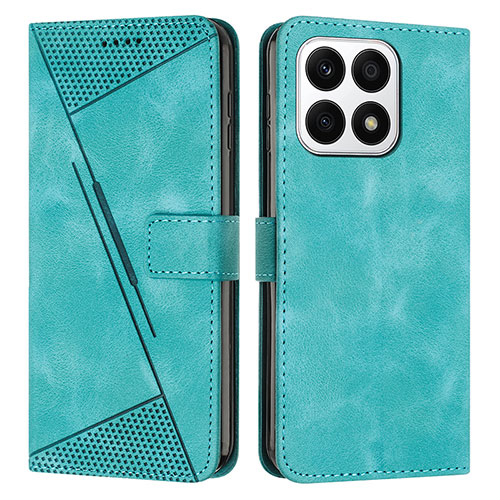 Leather Case Stands Flip Cover Holder Y08X for Huawei Honor X8a 4G Green