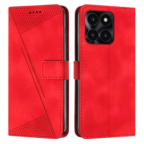 Leather Case Stands Flip Cover Holder Y08X for Huawei Honor X8b Red