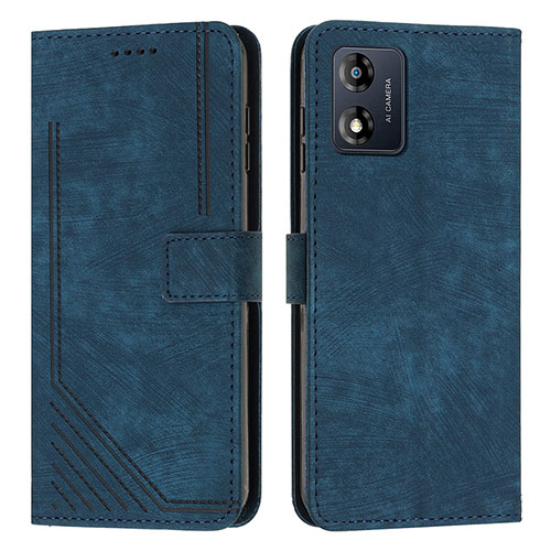 Leather Case Stands Flip Cover Holder Y08X for Motorola Moto E13 Blue