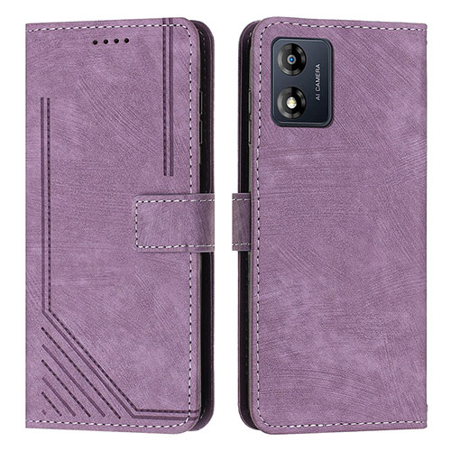 Leather Case Stands Flip Cover Holder Y08X for Motorola Moto E13 Purple