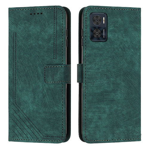 Leather Case Stands Flip Cover Holder Y08X for Motorola Moto E22 Green