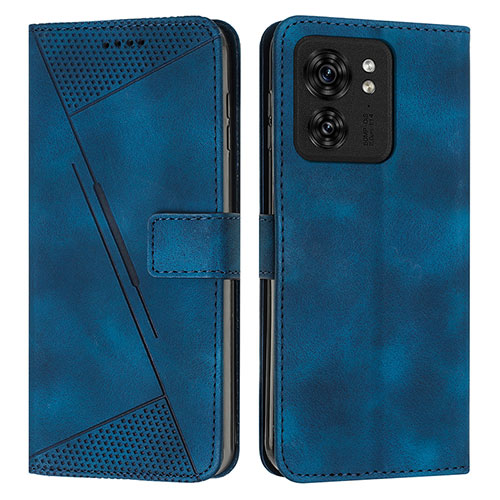 Leather Case Stands Flip Cover Holder Y08X for Motorola Moto Edge (2023) 5G Blue