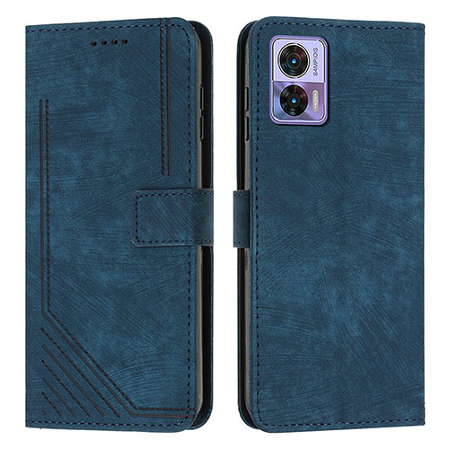 Leather Case Stands Flip Cover Holder Y08X for Motorola Moto Edge 30 Lite 5G Blue