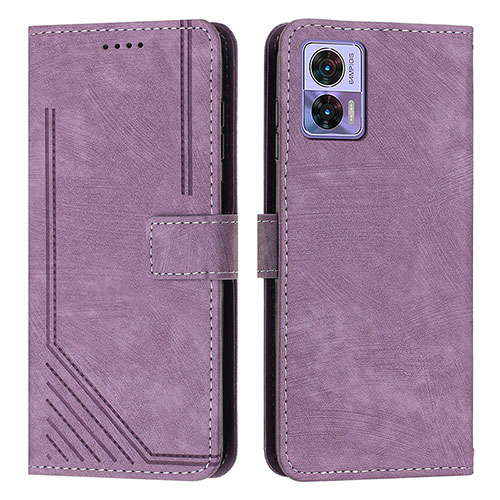 Leather Case Stands Flip Cover Holder Y08X for Motorola Moto Edge 30 Lite 5G Purple