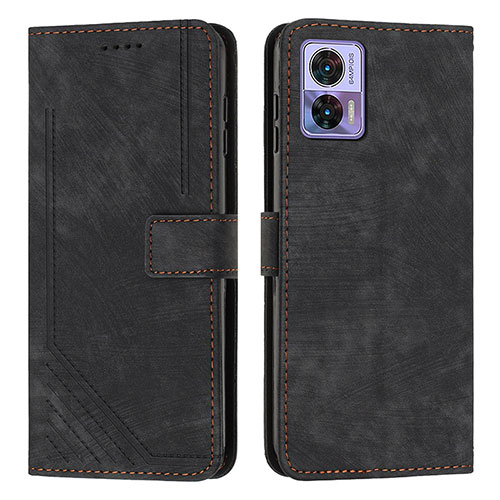 Leather Case Stands Flip Cover Holder Y08X for Motorola Moto Edge 30 Neo 5G Black