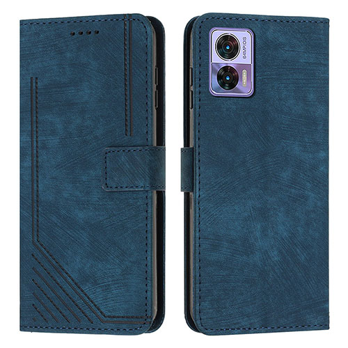 Leather Case Stands Flip Cover Holder Y08X for Motorola Moto Edge 30 Neo 5G Blue