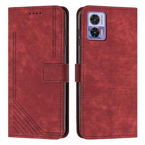 Leather Case Stands Flip Cover Holder Y08X for Motorola Moto Edge 30 Neo 5G Red