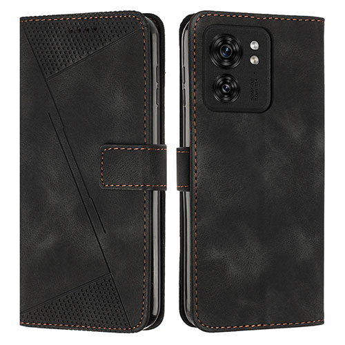 Leather Case Stands Flip Cover Holder Y08X for Motorola Moto Edge 40 5G Black