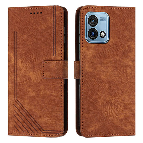 Leather Case Stands Flip Cover Holder Y08X for Motorola Moto G Stylus (2023) 4G Brown