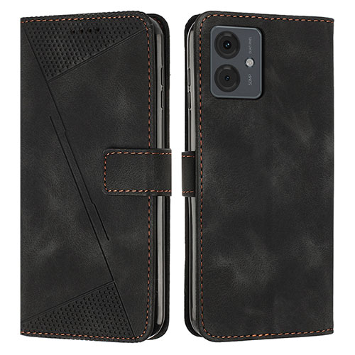 Leather Case Stands Flip Cover Holder Y08X for Motorola Moto G14 Black