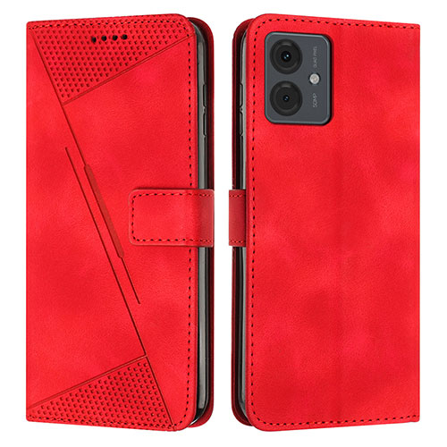 Leather Case Stands Flip Cover Holder Y08X for Motorola Moto G14 Red